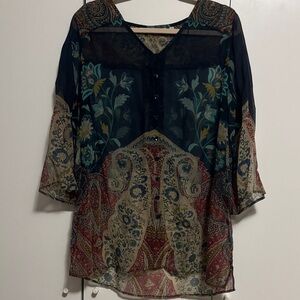 Soft Surroundings Multicolor Floral Blouse
